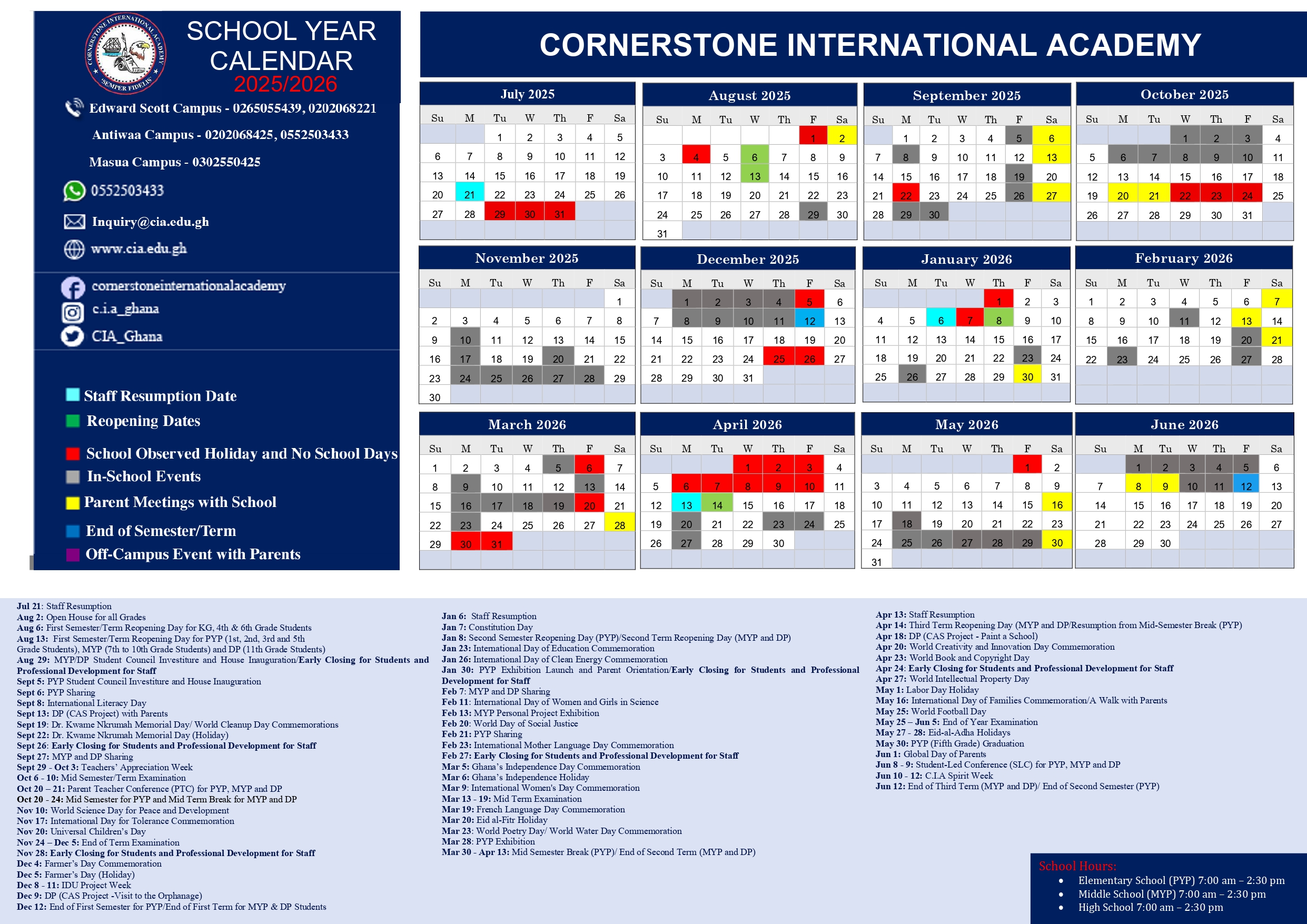 2025-2026 Academic Year Calendar